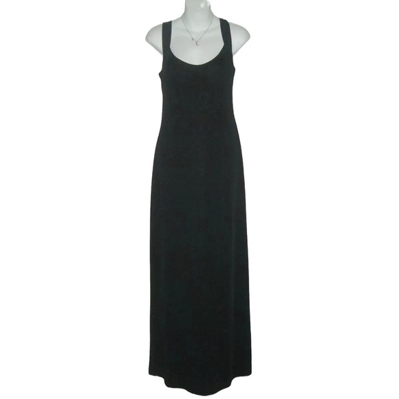 Edith Flagg Dress Three Flaggs Vintage 70s Black Maxi Audrey Hepburn Classic Lbd - Picture 2 of 11